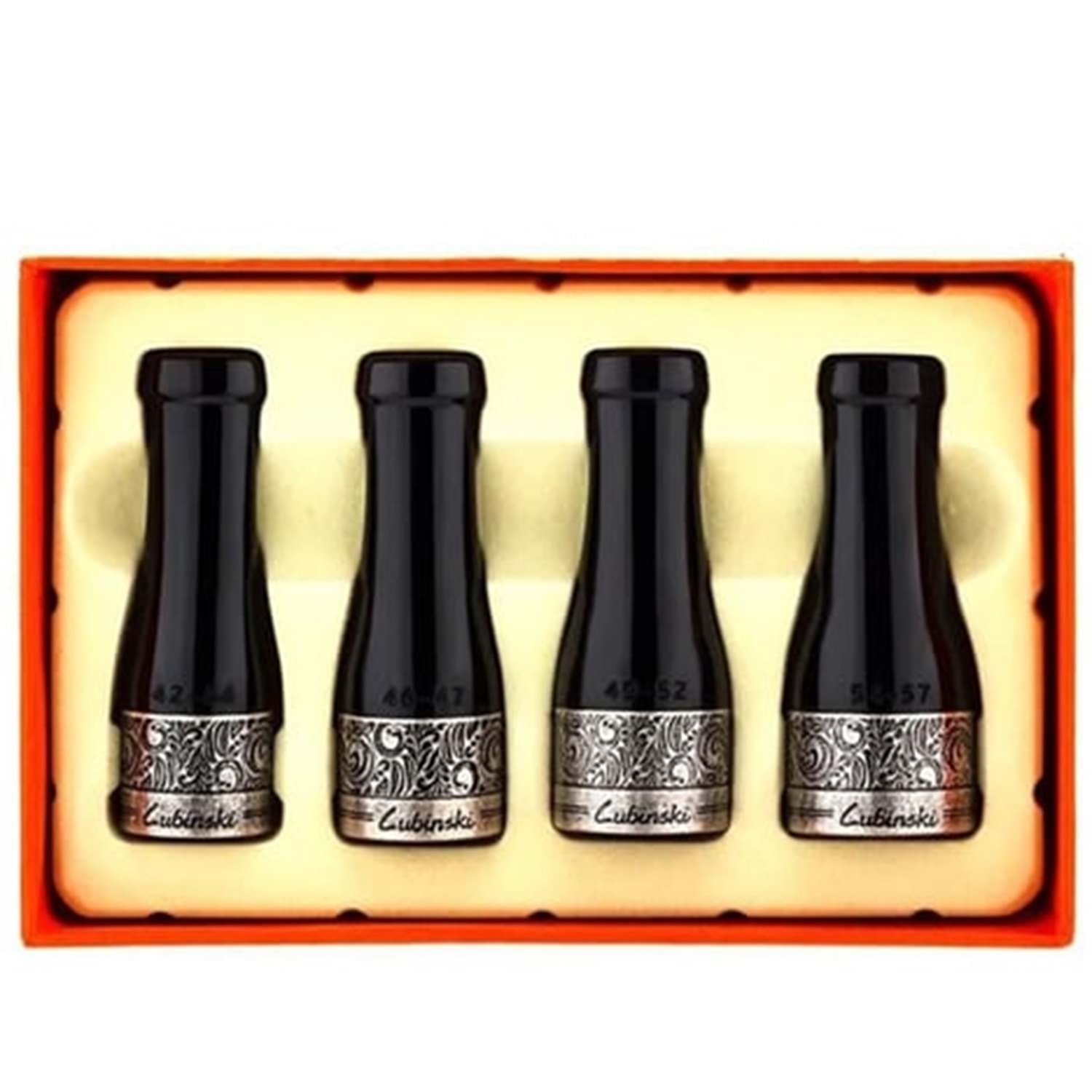 Lubinski 4-Piece Cigar Mouthpiece Set (42-57 Ring Gauge) - Premium Quality Black with Silver Band - Perfect for Cigar Lovers - Image 1