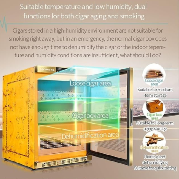Raching 600 Count Electric Cigar Humidor Cabinet – Dual Zone Climate Control, Spanish Cedar Wood Interior, Luxury Wood Frame, Digital Temperature & Humidity Control, Cigar Aging Storage - Image 5