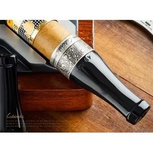 Lubinski 4-Piece Cigar Mouthpiece Set (42-57 Ring Gauge) - Premium Quality Black with Silver Band - Perfect for Cigar Lovers