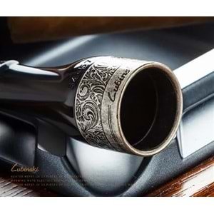 Lubinski 4-Piece Cigar Mouthpiece Set (42-57 Ring Gauge) - Premium Quality Black with Silver Band - Perfect for Cigar Lovers