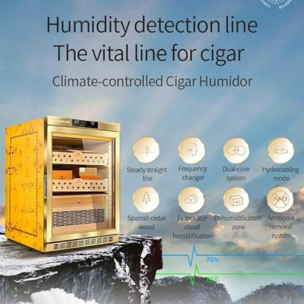 Raching 600 Count Electric Cigar Humidor Cabinet – Dual Zone Climate Control, Spanish Cedar Wood Interior, Luxury Wood Frame, Digital Temperature & Humidity Control, Cigar Aging Storage - Image 8
