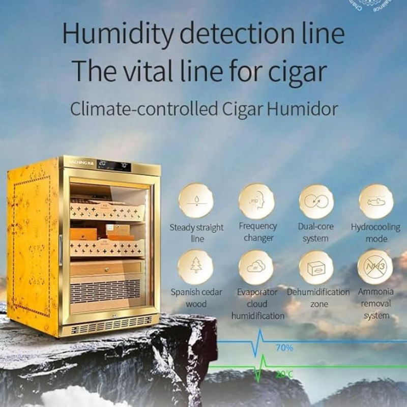 Raching 600 Count Electric Cigar Humidor Cabinet – Dual Zone Climate Control, Spanish Cedar Wood Interior, Luxury Wood Frame, Digital Temperature & Humidity Control, Cigar Aging Storage