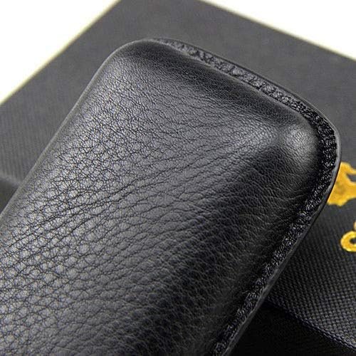 COHIBA Premium black Leather cigar case Humidor, Two-Tube Portable Cigar Case, Black, Classic Design with gift box