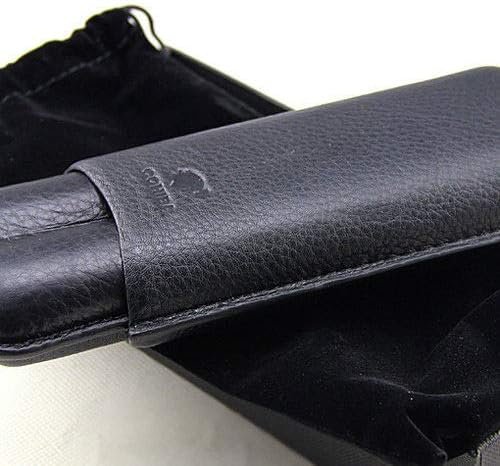 COHIBA Premium black Leather cigar case Humidor, Two-Tube Portable Cigar Case, Black, Classic Design with gift box