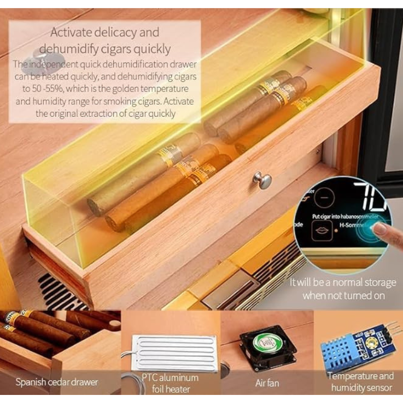 Raching 600 Count Electric Cigar Humidor Cabinet – Dual Zone Climate Control, Spanish Cedar Wood Interior, Luxury Wood Frame, Digital Temperature & Humidity Control, Cigar Aging Storage