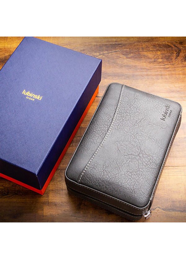 Lubinski Cigar Travel Humidor Set with 5-in-1 premium Lighter, inbulid  hydrometer - Premium Black Leather, 6 Cigar Capacity, Compact and Durable for Travel - Ideal Gift for Cigar Enthusiasts - Image 9