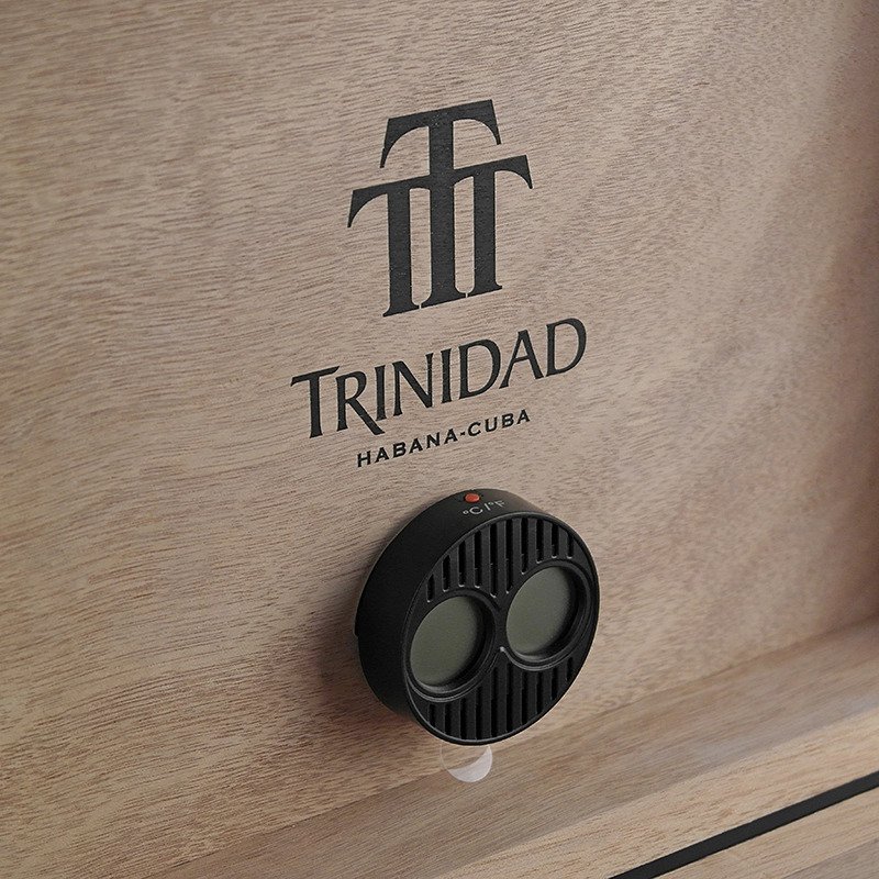 Premium Trinidad Desktop Humidor – Habanos Global Brand Series | Holds 50-60 Cigars | Okoume Wood | Dual Humidification System | Hygrometer | Lock & Key | Elegant Scarlet Finish