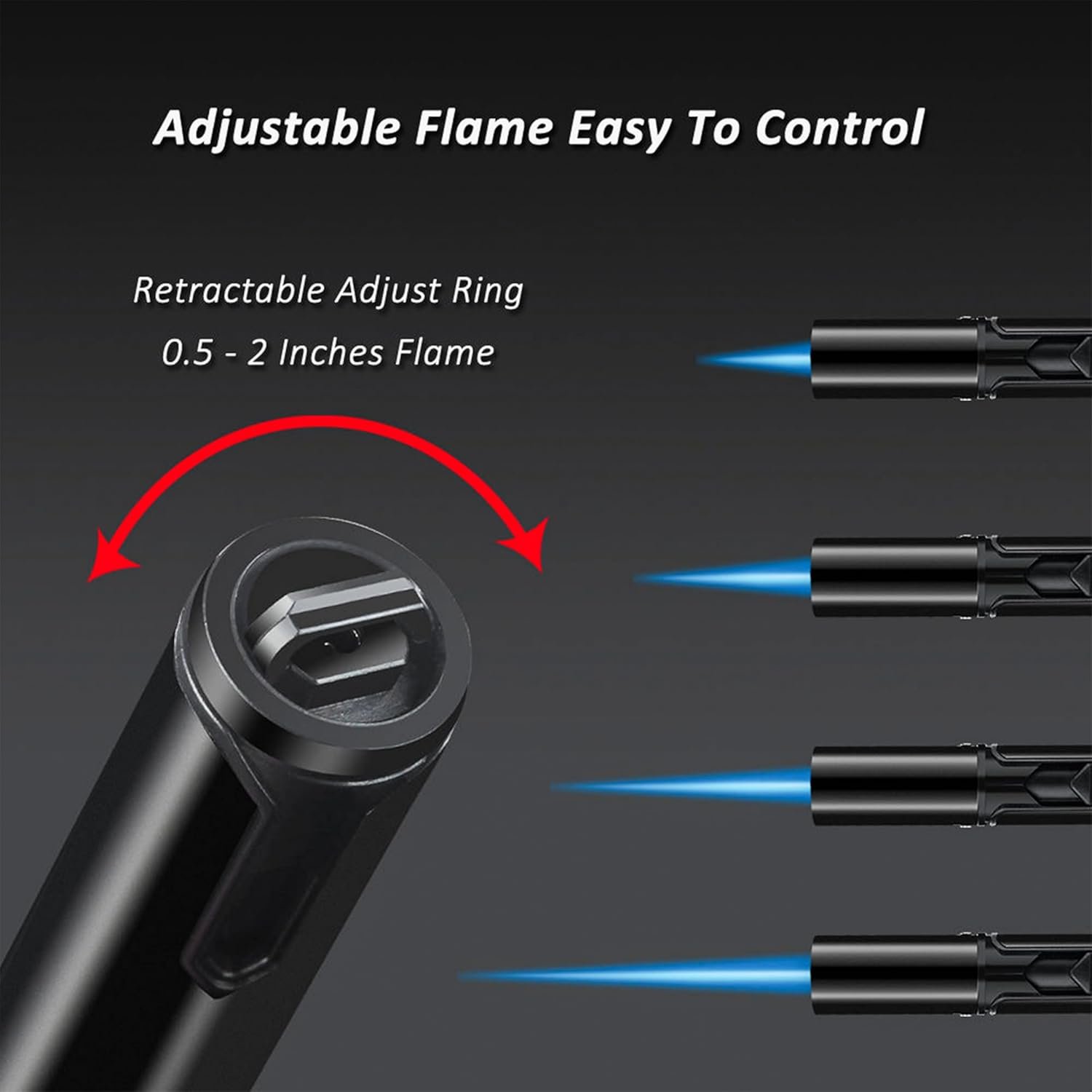 HEMINGWAY Single Jet Torch Lighters – Windproof Refillable Butane Pen-Style Lighters with Powerful Blue Flame – Portable for Candles, Culinary, BBQ & Camping - Image 4