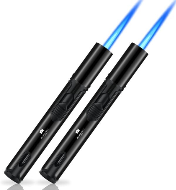 HEMINGWAY Single Jet Torch Lighters – Windproof Refillable Butane Pen-Style Lighters with Powerful Blue Flame – Portable for Candles, Culinary, BBQ & Camping - Image 1