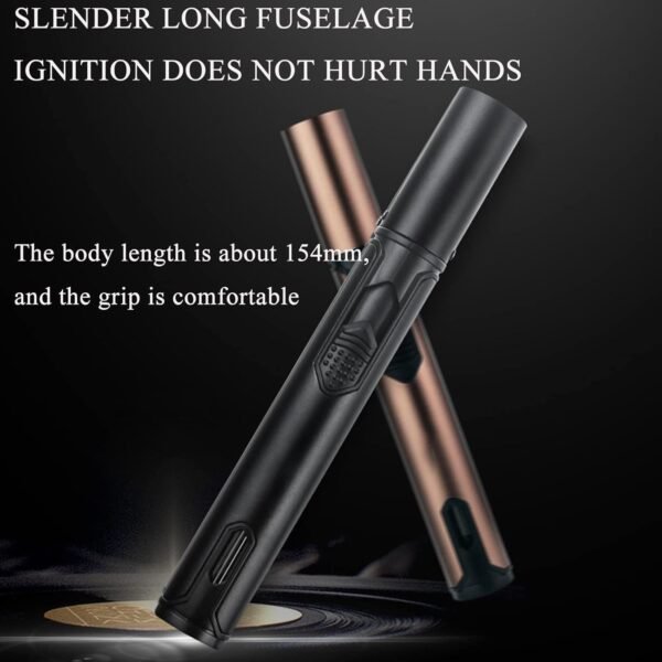 Windproof Torch Flame Lighter – Refillable Butane, Adjustable Blue Flame, Premium Metal Design (Gas Not Included) - Image 5