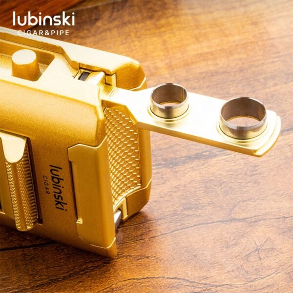 Lubinski Jet Flame Cigar Torch Lighter (Gray) – Windproof Refillable Butane Lighter with Built-In Cigar Rest - Image 2