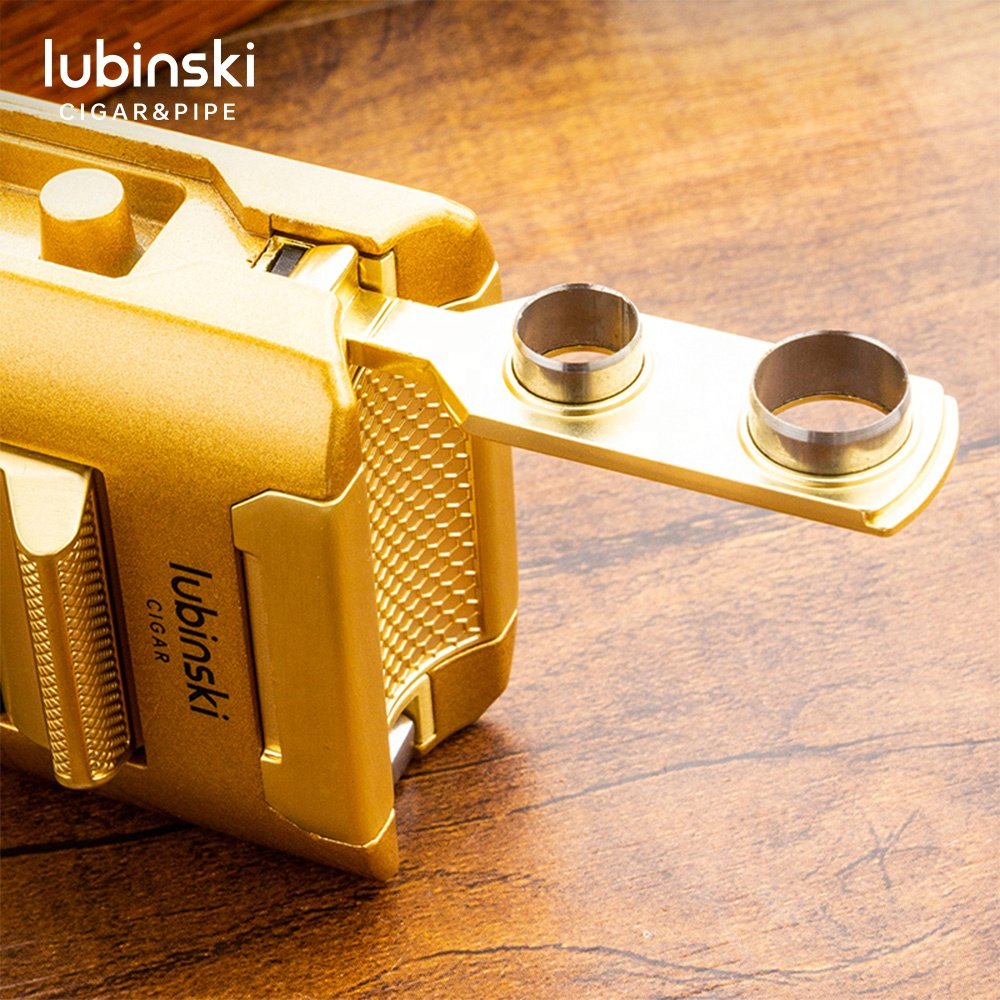 Lubinski Jet Flame Cigar Torch Lighter (Gray) – Windproof Refillable Butane Lighter with Built-In Cigar Rest - Image 2