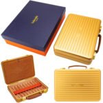 Lubinski Luxury Aluminium Alloy Cigar Humidor Portable Cigar Storage Box Cedar Wood Interior Holds 20 Cigars Gold - Image 5