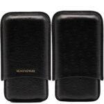 HEMINGWAY PORTABLE CIGAR CASE 3 CIGARS HOLDER PREMIUM LEATHER CIGAR CASE – BLACK