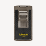 Portable Metal Cigar Lighter High-end Windproof Dual Direct Flush Blue Flame 2in1 With Puncher Grey