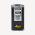 Portable Metal Cigar Lighter High-end Windproof Dual Direct Flush Blue Flame 2in1 With Puncher Brushed Chrome