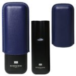 Hemingway Luxury Stainless Steel and Leather Portable Travel Cigar Humidor Case Blue | Holds Up to 2 Cigars - Image 2