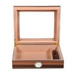 CIGARLOONG Retro Glass Top Humidor: Elegant Desktop Cigar Box with Humidifier & Hygrometer - Image 4