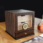 CIGAROL Glass Top Cigar Humidor Set | Modern Carbon Fiber Design & Digital Hygrometer - Image 2