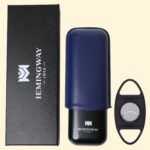 Hemingway Luxury Stainless Steel and Leather Portable Travel Cigar Humidor Case Blue | Holds Up to 2 Cigars - Image 4