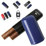 Hemingway Luxury Stainless Steel and Leather Portable Travel Cigar Humidor Case Blue | Holds Up to 2 Cigars - Image 6