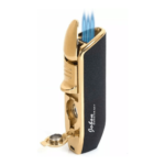 Jobon Cigar Lighter Triple Jet Flame Torch Lighter with Cigar Puncher - Black