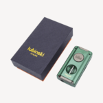 Premium Cigar Lighter Multi-functional Double Flame Windproof Cigar Lighter 3in1 with cigar v-cutter and puncher Gold - Image 4