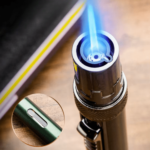 Cigar Lighter Metal Windproof Butane Gas Lighter with Cigar Puncher and Holder Gift for Men Green - Image 2