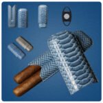 Hemingway Premium leather Cigar Case 2 Cigars Holder Snake Print Cigar Case Blue - Image 2