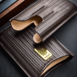 Portable Travel Cigar Case 3 Cigar Holder Humidor Storage Case Leather Cigar Tube Gift Box Black - Image 3