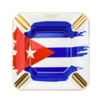 Luxury Portable Cigar Guillotine Cutter 2 Torch Flame Cigar Lighter Home Ceramic Ashtray Cuban Flag Cigar Set - Image 3