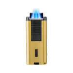 New 2 In 1 Metal Cigar Lighter Holder Strong Power Torch Cigar Lighter Butane Gas Jet Blue Flame Green - Image 3