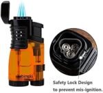LUBINSKI Cigar Cutter and Torch Lighter 3 Jet Cigar Lighter w Punch, Security Lock Cigar Cutter W Cigar Stand Gift Set (Orange) - Image 8