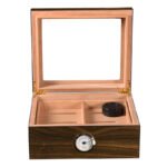 CIGAROL desktop Glass Top Cigar Humidor | Classic Wood Design with Analog Hygrometer - Image 6