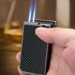 Honest Windproof Adjustable Dual Fire Straight Jet Flame Torch Lighter Metal Inflatable Cigar Lighter with Cigar Puncher - Image 3