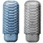 Hemingway Premium leather Cigar Case 2 Cigars Holder Snake Print Cigar Case Blue - Image 5