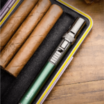 Cigar Lighter Metal Windproof Butane Gas Lighter with Cigar Puncher and Holder Gift for Men Green - Image 3