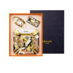 Luxury Portable Cigar Guillotine Cutter 2 Torch Flame Cigar Lighter Home Ceramic Ashtray Cigar Set