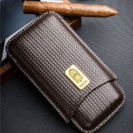 Portable Travel Cigar Case 3 Cigar Holder Humidor Storage Case Leather Cigar Tube Gift Box Black - Image 2