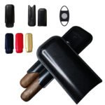 Hemingway Premium leather Cigar Case 2 Cigars Holder Snake Print Cigar Case Black - Image 5