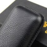 COHIBA Premium black Leather cigar case Humidor, Two-Tube Portable Cigar Case, Black, Classic Design with gift box - Image 4