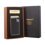 Honest Windproof Adjustable Dual Fire Straight Jet Flame Torch Lighter Metal Inflatable Cigar Lighter with Cigar Puncher - Image 6