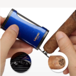 Luxury Cigar Lighter Fan Flame Metal Portable Butane Gas Torch Lightes With Gift Box Green - Image 5