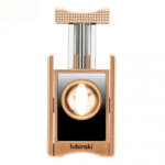 Luxury V-Cut Cigar Cutter Stainless Steel Cigar Cutter Zinc Alloy Blade Semi-Automatic Gold - Image 2