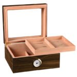 CIGAROL desktop Glass Top Cigar Humidor | Classic Wood Design with Analog Hygrometer - Image 4