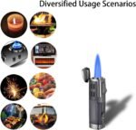 Honest Triple Jet Flame Cigar Torch Lighter - Windproof Butane Refillable Lighter with Built-in Cigar Puncher - Sleek Black Finish - Image 3