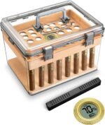 CIGARLOONG Acrylic Cigar Humidor: Transparent Box with Hygrometer & Cedar Tray