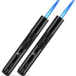 HEMINGWAY Single Jet Torch Lighters – Windproof Refillable Butane Pen-Style Lighters with Powerful Blue Flame – Portable for Candles, Culinary, BBQ & Camping