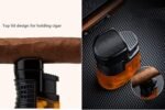 LUBINSKI Cigar Cutter and Torch Lighter 3 Jet Cigar Lighter w Punch, Security Lock Cigar Cutter W Cigar Stand Gift Set (Orange) - Image 5