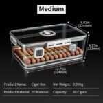CIGARLOONG Cedar Wood Humidor: Multi-Storey Transparent Box for 60 Cigars | medium - Image 7